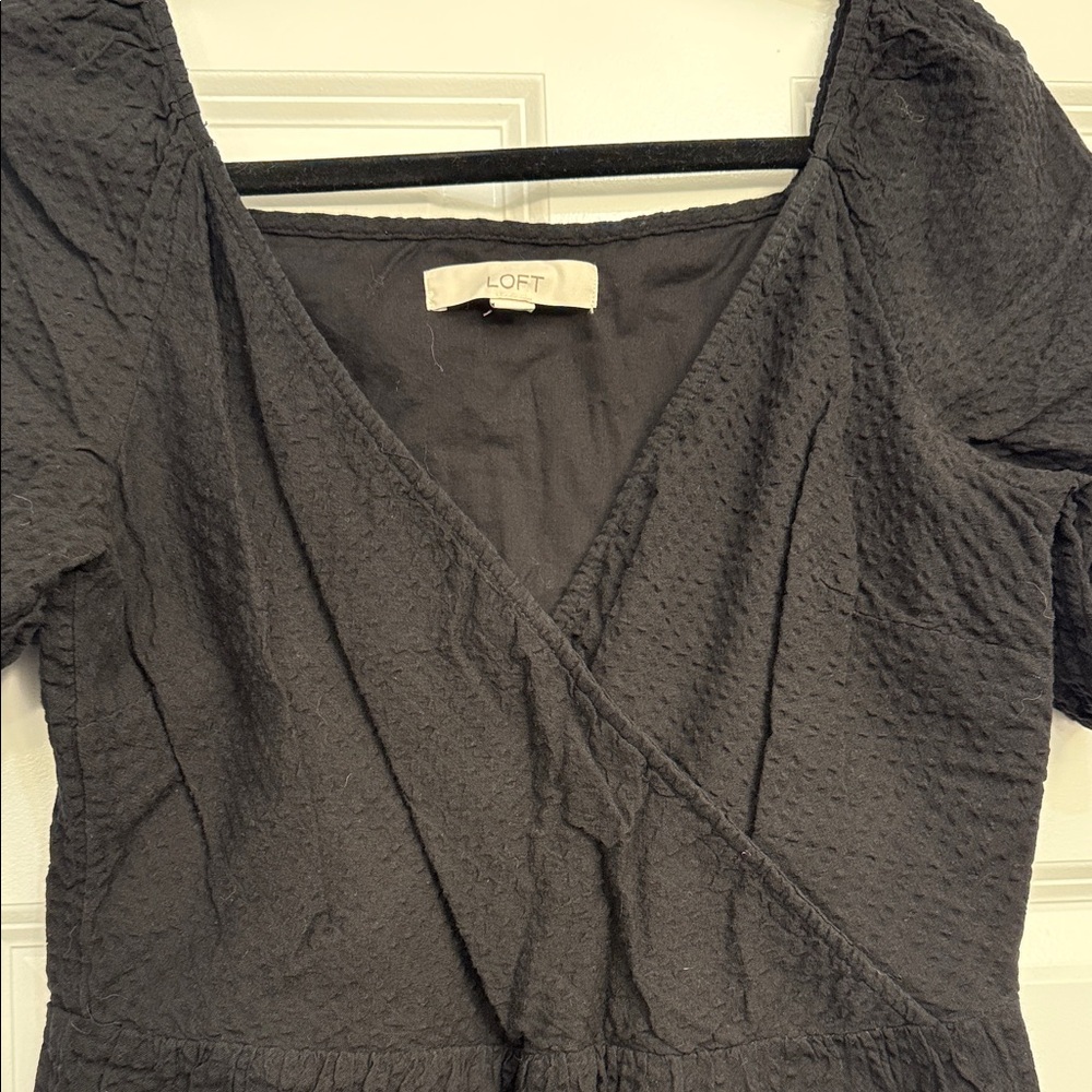 LOFT Black Midi Linen Dress - Picture 3 of 3